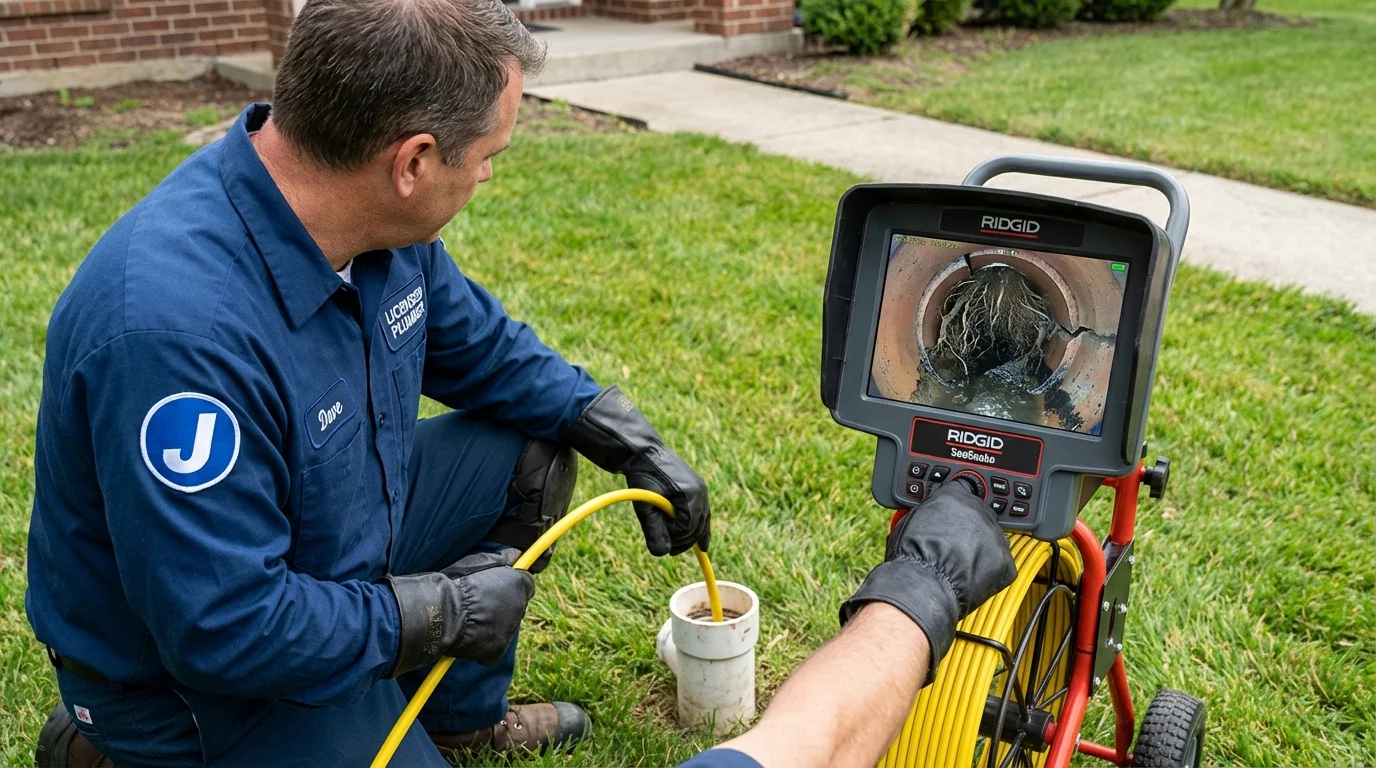 Sewer camera inspection being performed by Johns Plumbing LLC in Bridgman