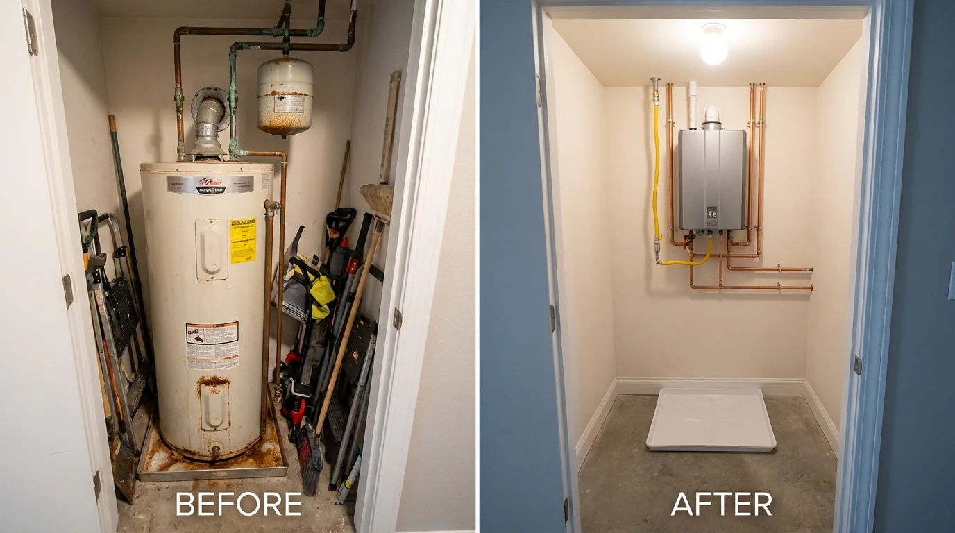 Tank water heater versus wall-mounted tankless unit comparison for Bridgman, MI homeowners