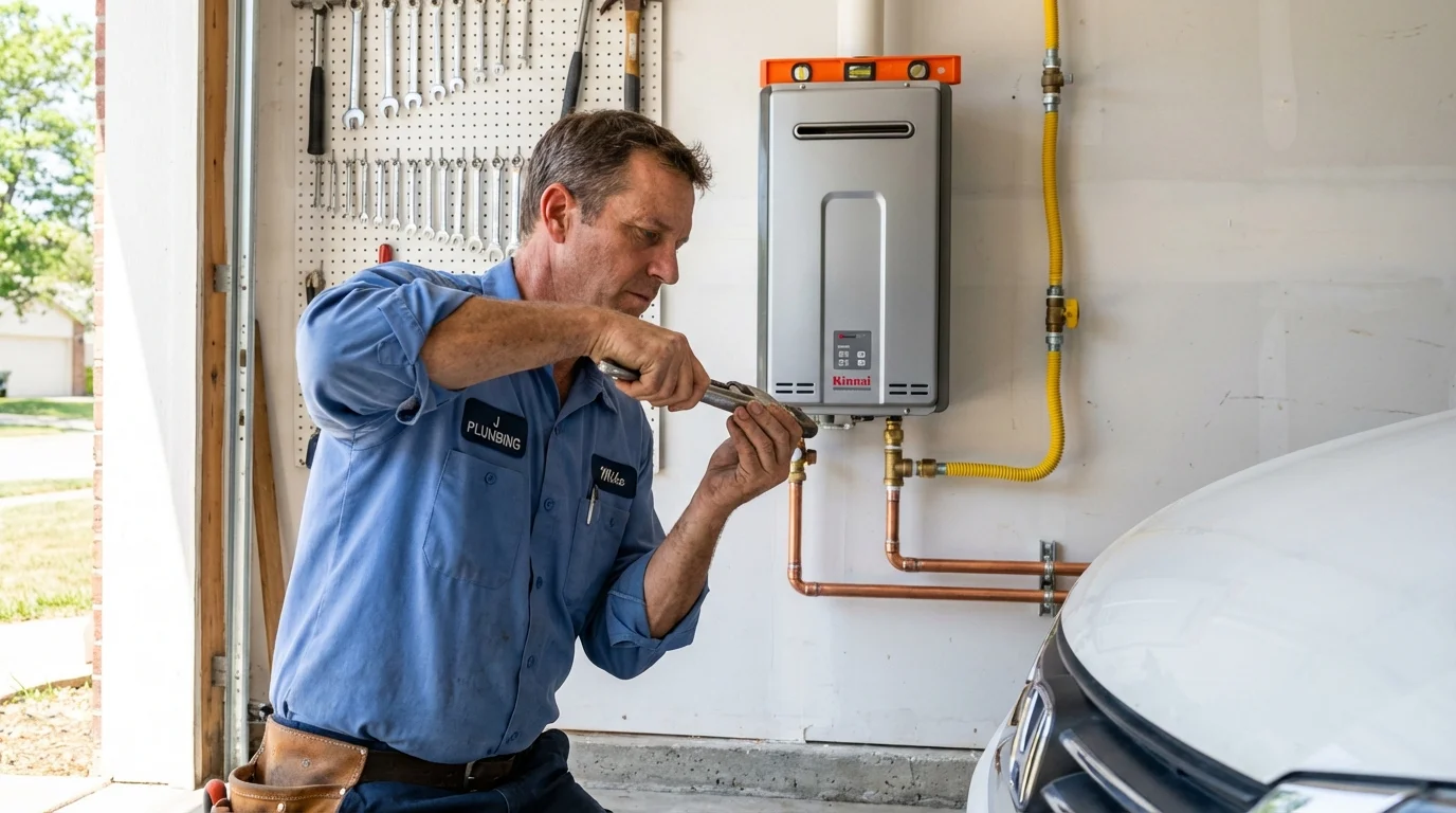 Tankless water heater installation by a Johns Plumbing LLC plumber in Bridgman